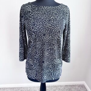 Talbots | Black & White Floral Blouse